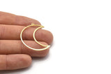 Brass Moon Charm, 4 Raw Brass Moon Crescent Charms With 1 Loop (37x15x0.80mm) M03066