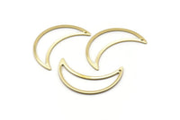 Brass Moon Charm, 8 Raw Brass Moon Crescent Charms With 1 Hole (30x10x0.80mm) M03065