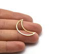 Brass Moon Charm, 8 Raw Brass Moon Crescent Charms With 1 Hole (30x10x0.80mm) M03065