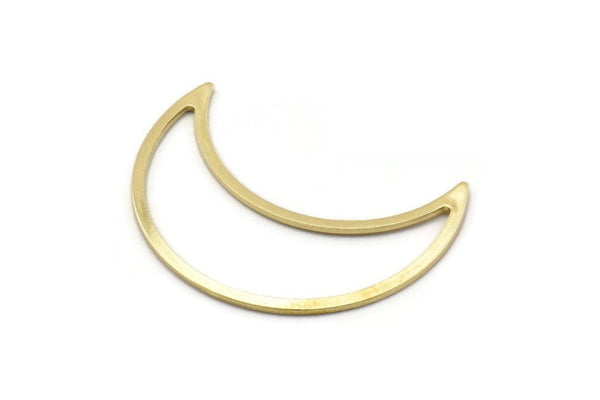Brass Moon Crescent, 6 Raw Brass Moon Blanks, Stamping Blanks (33x13x0.80mm) M03080