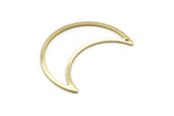 Brass Moon Charm, 6 Raw Brass Moon Crescent Charms With 1 Hole (33x13x0.80mm) M03063
