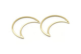 Brass Moon Charm, 6 Raw Brass Moon Crescent Charms With 1 Hole (33x13x0.80mm) M03063
