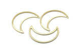 Brass Moon Charm, 6 Raw Brass Moon Crescent Charms With 1 Hole (33x13x0.80mm) M03063