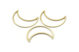 Brass Moon Charm, 6 Raw Brass Moon Crescent Charms With 2 Holes (33x13x0.80mm) M03068