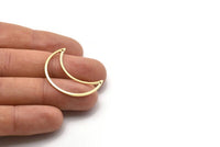 Brass Moon Charm, 6 Raw Brass Moon Crescent Charms With 2 Holes (33x13x0.80mm) M03068