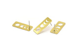 Brass Rectangle Earring, 6 Raw Brass Moon Phases Stud Earrings (25x10x0.80mm) M01882 A2503