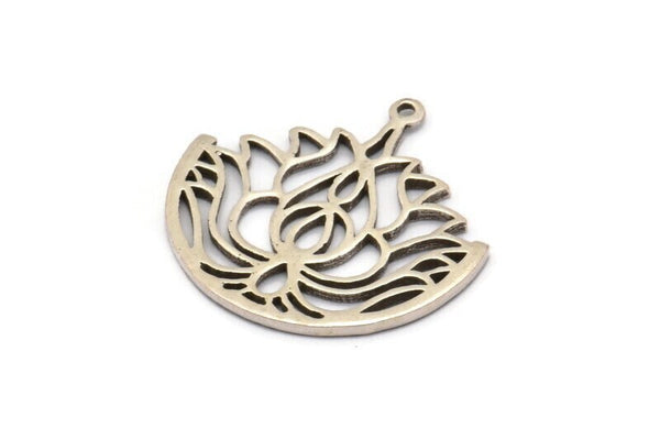 Silver Ethnic Charm 2 Antique Silver Plated Brass Ethnic Charms With 1 Loop, Earrings, Findings, Pendants (31x1.5mm) N0829 H0913