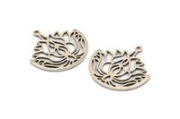 Silver Ethnic Charm 2 Antique Silver Plated Brass Ethnic Charms With 1 Loop, Earrings, Findings, Pendants (31x1.5mm) N0829 H0913