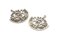 Silver Ethnic Charm 2 Antique Silver Plated Brass Ethnic Charms With 1 Loop, Earrings, Findings, Pendants (31x1.5mm) N0829 H0913