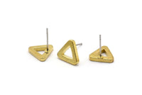 Brass Triangle Earring, 12 Raw Brass Triangle Stud Earrings (10x2mm) D0019 A1128