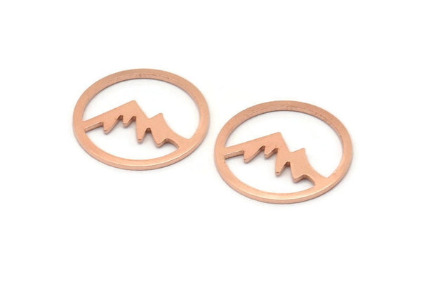 Copper Round Blank, 10 Raw Copper Mountain Shaped Round Blanks, Findings (18x0.80mm) M03017