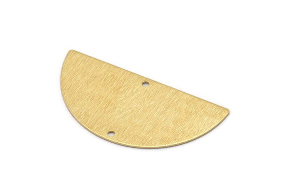 Yarım Daire Charm, 2 Delikli 4 Ham Pirinç Dokulu Yarım Ay Boşluğu, Küpeler, Kolye Uçları (50x24x0,80 mm) D921