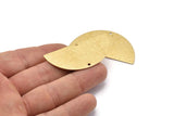 Yarım Daire Charm, 2 Delikli 4 Ham Pirinç Dokulu Yarım Ay Boşluğu, Küpeler, Kolye Uçları (50x24x0,80 mm) D921