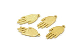 Brass Hand Charm, 6 Raw Brass Hand Charms With 1 Loop (19x9x1.2mm) N1232