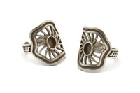 Gümüş Kraliyet Yüzüğü, Antik Gümüş Kaplama Pirinç Kraliyet Yüzükleri, 1 Taş Ayarlı - Ped Boyutu 4x6mm N1896 H1528