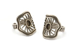 Gümüş Kraliyet Yüzüğü, Antik Gümüş Kaplama Pirinç Kraliyet Yüzükleri, 1 Taş Ayarlı - Ped Boyutu 4x6mm N1896 H1528