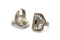 Gümüş Kraliyet Yüzüğü, Antik Gümüş Kaplama Pirinç Kraliyet Yüzükleri, 1 Taş Ayarlı - Ped Boyutu 4x6mm N1896 H1528