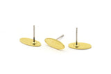 Brass Oval Earring, 12 Raw Brass Oval Shaped Stud Earrings (12x5x0.80mm) M01999 A2512