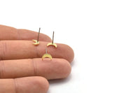 Brass Moon Earring, 12 Textured Raw Brass Tiny Crescent Moon Stud Earrings (8x5x0.80mm) M01823 A2510