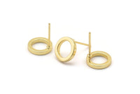 Gold Circle Earring, 4 Gold Plated Brass Circle Stud Earrings (10mm) N0438 A1138