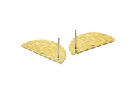 Brass Moon Earring, 8 Raw Brass Half Moon Stud Earrings With 1 Hole (25x12x0.60mm) D0794 A1172