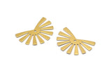 Brass Sun Charm, 24 Raw Brass Rising Sun Flag Charms With 1 Hole, Findings, Earrings (25x17x0.60mm) D989