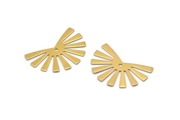 Brass Sun Charm, 24 Raw Brass Rising Sun Flag Charms With 1 Hole, Findings, Earrings (25x17x0.60mm) D989