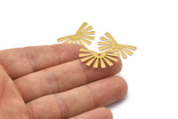 Brass Sun Charm, 24 Raw Brass Rising Sun Flag Charms With 1 Hole, Findings, Earrings (25x17x0.60mm) D989