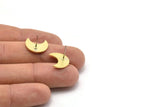 Brass Moon Earring, 10 Textured Raw Brass Crescent Moon Shaped Stud Earrings (15x8x1mm) M01857 A1505