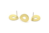 Brass Drop Earring, 6 Textured Raw Brass Drop Shaped Stud Earrings (12x0.70mm) M01880 A2515