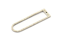 D Shape Rings, 2 Antique Silver Plated Brass Hammered Long D Shape Connectors With 1 Hole, Rings (46x13x1.3mm) BS 1877 H0438
