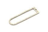 D Shape Rings, 2 Antique Silver Plated Brass Hammered Long D Shape Connectors With 1 Hole, Rings (46x13x1.3mm) BS 1877 H0438