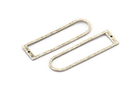 D Shape Rings, 2 Antique Silver Plated Brass Hammered Long D Shape Connectors With 1 Hole, Rings (46x13x1.3mm) BS 1877 H0438