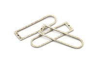 D Shape Rings, 2 Antique Silver Plated Brass Hammered Long D Shape Connectors With 1 Hole, Rings (46x13x1.3mm) BS 1877 H0438