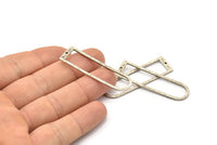 D Shape Rings, 2 Antique Silver Plated Brass Hammered Long D Shape Connectors With 1 Hole, Rings (46x13x1.3mm) BS 1877 H0438