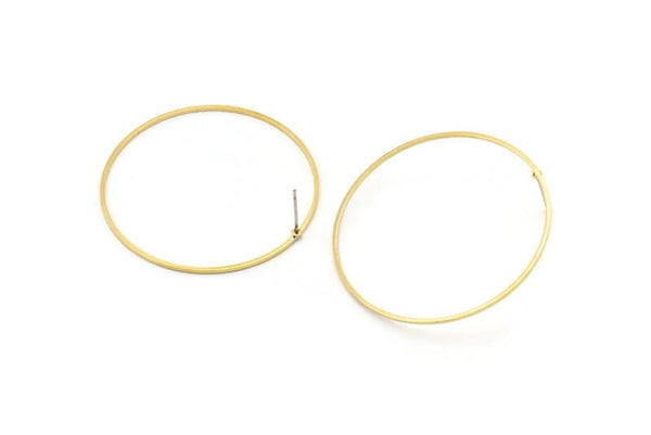 Brass Circle Earring, 10 Raw Brass Circle Stud Earrings (42x1x1mm) BS 1085 A1746
