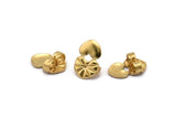 Brass Heart Stopper, 50 Raw Brass Flower Earring Back Stopper, Earring Stud Back Stoppers (14x10mm) D1056