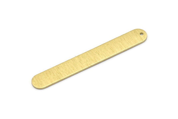 Brass Oval Charm, 6 Textured Raw Brass Stamping Blanks, Brass Necklace Bar Charms With 1 Hole, Long Bar Pendants (50x7x0.80mm) M03237