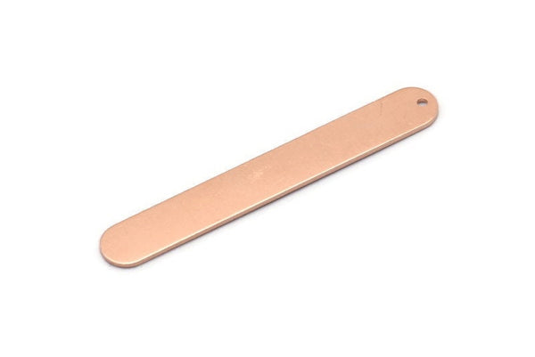 Copper Oval Charm, 6 Raw Copper Stamping Blanks, Copper Necklace Bar Charms With 1 Hole, Long Bar Pendants (50x7x0.80mm) M03240