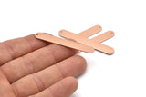 Copper Oval Charm, 6 Raw Copper Stamping Blanks, Copper Necklace Bar Charms With 1 Hole, Long Bar Pendants (50x7x0.80mm) M03240