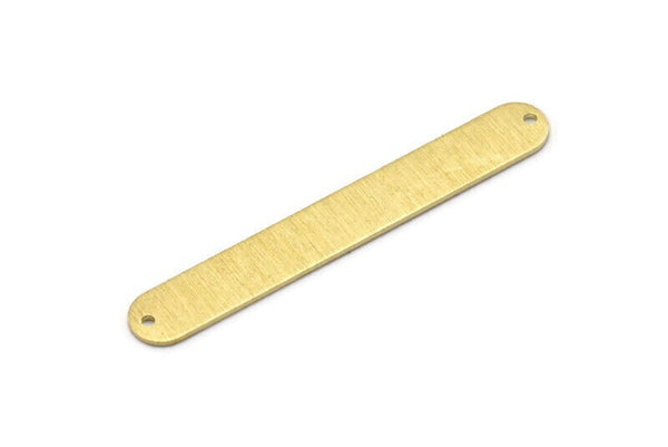 Brass Oval Charm, 6 Textured Raw Brass Stamping Blanks, Brass Necklace Bar Charms With 2 Holes, Long Bar Pendants (50x7x0.80mm) M03236