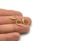 Brass Leverback Earring, 50 Raw Brass Plain Leverback Earring Findings (16x10mm) Bs 1102--A0896