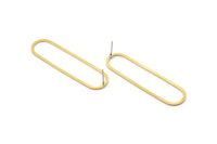 Brass Oval Earring, 8 Raw Brass Oval Stud Earrings (50x13x1mm) D1288 A1251
