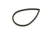 Black Drop Ring, 25 Oxidized Brass Black Drop Connectors (25x17mm) Bs 1126 S477