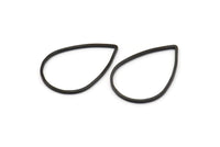 Black Drop Ring, 25 Oxidized Brass Black Drop Connectors (25x17mm) Bs 1126 S477