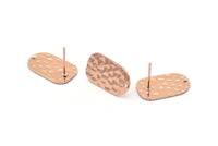 Rose Gold Square Earring, 4 Rose Gold Plated Brass Stud Earrings With 1 Hole (19x12x0.80mm) D0838 A1159