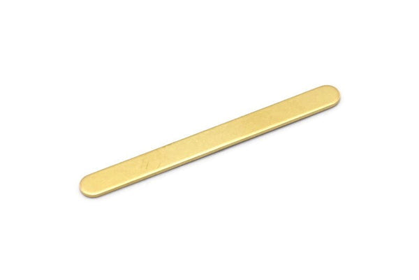 Brass Oval Blank, 6 Raw Brass Stamping Blanks, Oval Bar Shape (48x5x0.80mm) M03243