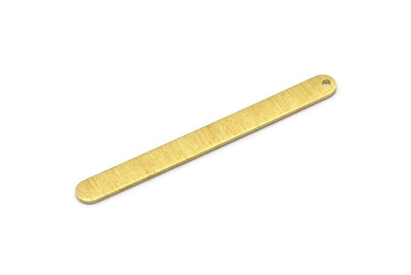 Brass Oval Charm, 6 Textured Raw Brass Stamping Blanks, Brass Necklace Bar Charms With 1 Hole, Long Bar Pendants (48x5x0.80mm) M03246