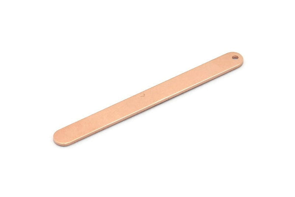 Copper Oval Charm, 6 Raw Copper Stamping Blanks, Copper Necklace Bar Charms With 1 Hole, Long Bar Pendants (48x5x0.80mm) M03249
