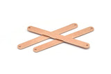 Copper Oval Charm, 6 Raw Copper Stamping Blanks, Copper Necklace Bar Charms With 2 Holes, Long Bar Pendants (48x5x0.80mm) M03251